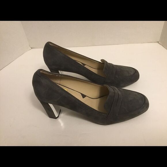 adrienne vittadini suede gray heels pezant Sz 9.5M - Picture 2 of 8